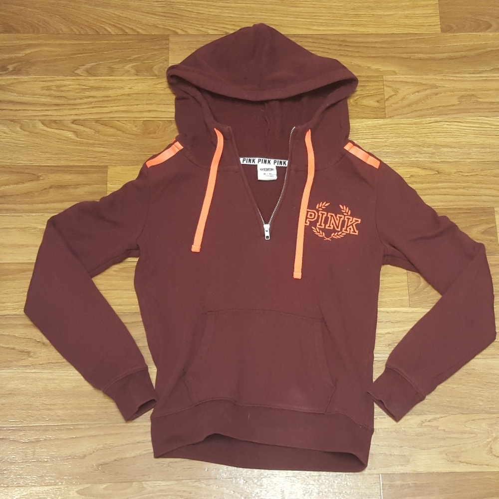 Victorias Secret Pink Zip Maroon hot pink Hoodie